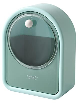 LOVIVER Contenedor de almacenamiento de bastoncillos de algodón montado en la prueba de polvo resistente con tapa transparente organizador duradero, VERDE