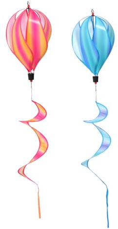 Wind Spinner Decorations 2 Pcs Cloth Rainbow Hot Air Balloons | Lightweight Festive Garden Ornament, Exquisite Craftsmanship with Pattern, Outdoor Decor