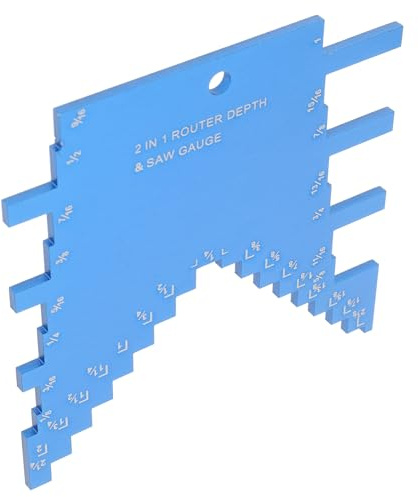 Homoyoyo Depth Gauge and Step Gauge Woodworking Tool Blue 2-in-1 for Table Saw and Router Accessories Adjustable Cutting Height for Woodworking Projects