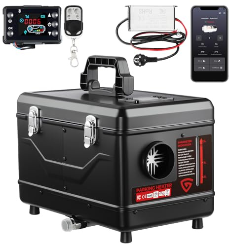 GEARHERO 8KW 12V&24V&220-240V Dieselheizung für Wohnmobil, LKW, Zelt & Werkstatt, schnelles Aufheizen, All-in-One Design mit LCD & Fernbedienung & Bluetooth APP, tragbare Diesel Luftheizung