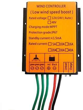 SXYKXYDL Controlador de Carga MPPT para aerogeneradores de 1200 W, regulador Impermeable de 12 V, 24 V y 48 V para aerogeneradores pequeños de 100 W a 1200 W.