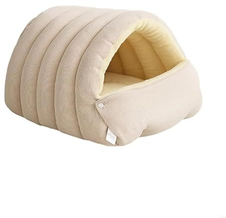 Xiyocadt Emmaasery Abnehmbares und Waschbares, Geschlossenes Winter-Katzenbett, Abnehmbares und Waschbares Katzenbett, für Katzen und kleine Hunde (Beige,M)