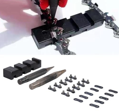Jectse Rompemotosierra de Bolsillo, con 10 Juegos de Kit de Reparación de Eslabones de Unión de Cadena de Motosierra, Compatible con Pasos de 1/4 Pulgadas, 3/8 Pulgadas LP, 325