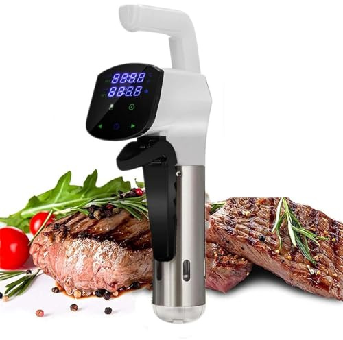 Cocedor y máquina WiFi Sous Vide: circulador térmico de inmersión de 1100 W, control preciso de la temperatura (25 ºC - 92,5 ºC), acero inoxidable 304 para filete de ternera para una cena