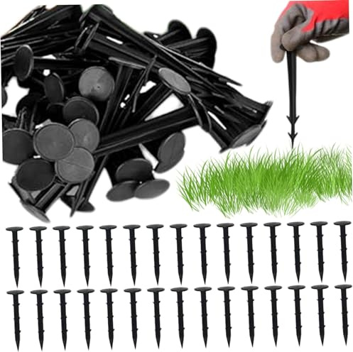 Picchetti per membrana anti-erbacce, 150 pezzi 4 pollici Picchetti per membrana anti-erbacce, giardino -trazione con ardiglione, terreno in plastica per il controllo del giardinaggio delle pian