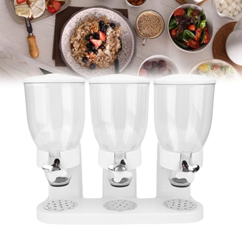 ZJchao Distributeur de Nourriture Triple, Distributeur Compact Multifonctionnel de Récipient de Stockage de Céréales de Comptoir pour L'organisation de Cuisine à Domicile fabriqué à (WHITE)