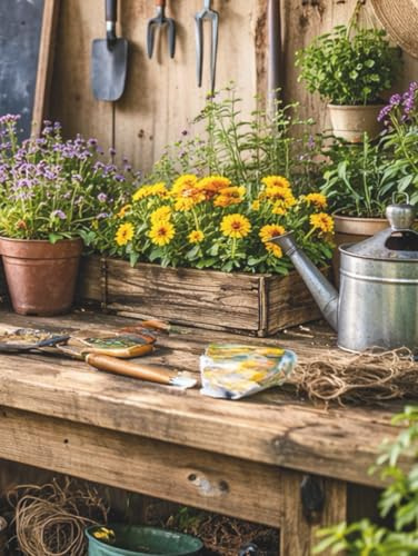 Garden Shed Workbench Hardcover Journal: 8.25” x 11” | 300 Lined Pages | Glossy Cover
