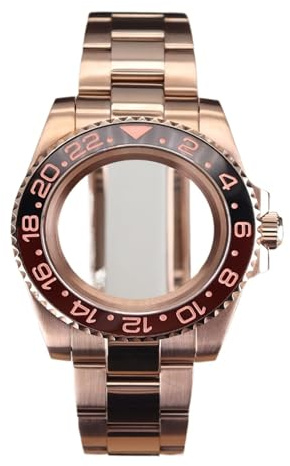1 st roséguld 40 mm klockfodral Klockremmar Enkelriktad rotation Keramisk ram 120 klick for GMT NH34 NH35 NH36 for Miyota8215 rörelse(NO.2 Glass Back A,Miyota 8215)