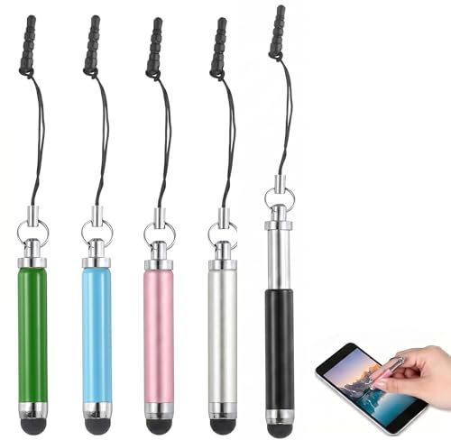 5-pack surfplattepenna för alla surfplattor och smartphones, pekskärm penna Stylus Pen, Touch Pen mobiltelefonpenna kompatibel med, pekpennor för att skriva och rita, 5 färger