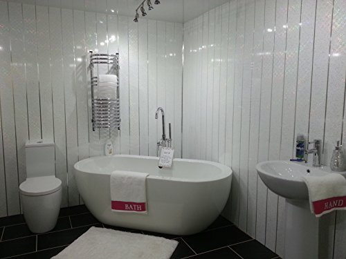 10 White Sparkle Chrome Strip Diamond Effect PVC Bathroom Cladding Shower Wall Panels