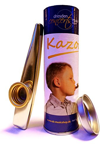 Qualitäts-Kazoo aus Metall in farbiger, verschließbarer Geschenkdose mit Spielanleitung, das beliebte Spaß- und Party-Instrument