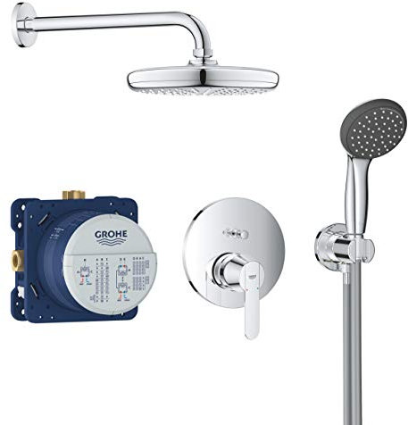 GROHE Get - Duschsystem Unterputz mit Vitalio Start 210 (inkl. Handbrause, Kopfbrause, Einhandbatterie & Brausenschlauch), chrom, 25220001