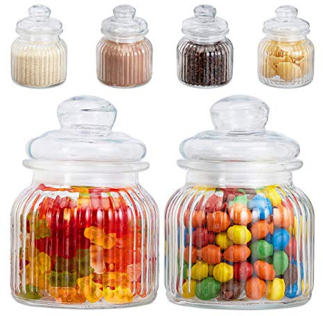 Relaxdays Vorratsgläser 6er Set, 700 ml, Deckel, für Lebensmittel in Küche, Hochzeit Candy Bar Zubehör, luftdicht, klar