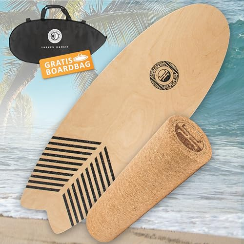 JUCKER HAWAII Balanceboard Wave - Tavola di Equilibrio Surf per Bambini e Adulti con Rullo di Sughero