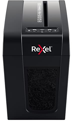 Rexel X6-SL Whisper-Shred Cross Cut Dokumentförstörare, Strimlar 7-6 (70-80 g/m2) Ark, P4 Säkerhetsklass, Hem/Hemmakontor, 10L Avfallskorg, Tyst och Kompakt, 2020125