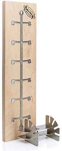 Axtschlag Flammlachsbrett Essential Line Birkenholz extrastark, 4-Fach verstellbare Halterung aus Edelstahl für Feuerschale, Feuertonne, Feuerkorb