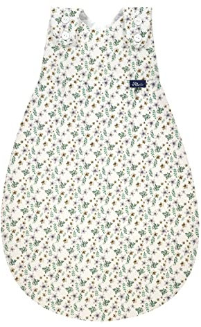 Alvi Baby-Mäxchen Außensack, Schlafsack mitwachsend, Baumwoll Schlafsack mit Strampelfreiheit, Babyschlafsack, Ganzjahresschlafsack (GOTS Petit Fleurs, 56/62)