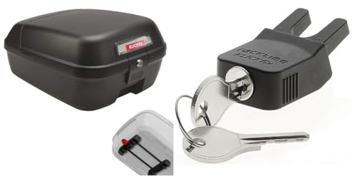 KLICKFix Unisex-Adult Citybox für Racktime Fahrradbox, Schwarz, 34,5x44x23 & 0209RS Unisex-Adult Steckschloss für Racktime Zubehör, schwarz, Einheitsgröße