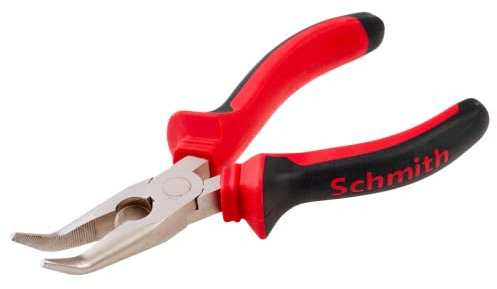 Schmith Alicates de punta curvada de 160 mm – Alicates para teléfono de acero cromo vanadio – Pinzas planas con mango antideslizante – Una herramienta robusta – Corte de alambre y alicates de forma