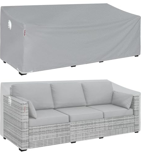 Housse de canapé de jardin Turtle Life, imperméable, pour banc 3-4 places, ne se décolorera pas 2 ans, gris, 213 x 94 x 89 cm