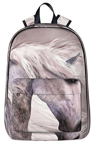 NYHGOXM Rucksack mit Pferdekopf-Kunstdruck, wasserabweisend, Laptop-Rucksack, Schulanfang und Universität, Schwarz , One size