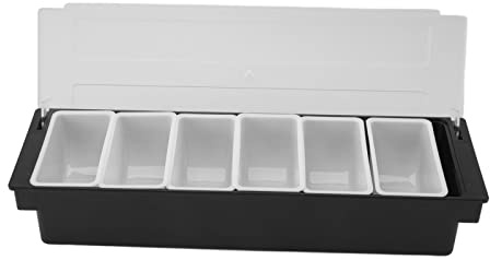 Hztyyier Modern Minimalist 6 Compartment Condiment Organizer with Transparent Lid and Detachable Design