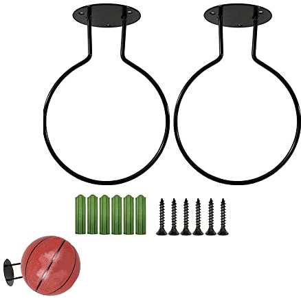 CaiYuanGJ 2 st väggfäste ballonghållare, basketbollhållare, metallbollhållare, sportbollhållare, sportbollhållare, för fotboll, volleyboll, bollförvaring, med skruvar (svart)