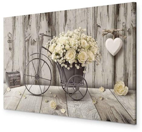 murando - Akustikbild Blumen Bilder Akustikschaum Hochleistungsschallabsorber Schallschutz Leinwand 1 tlg Wandbild Raumakustik Schalldämmung Holz Optik Rose Fahhrad n-C-0291-b-a