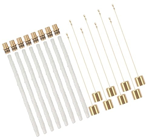 8 Pack Wine Bottle Torch Kit Torch Wick Holders Caps Long Life Torch Wicks, Brass Torch Wick Holders Caps, for Garden Patio