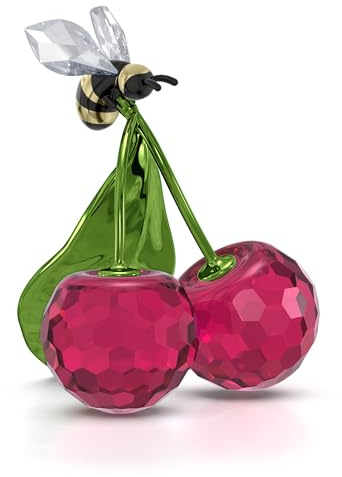 Swarovski Idyllia Biene und Kirsche, Verspiele Kristallfigur mit Mehrfarbigen, Strahlenden Swarovski Kristallen