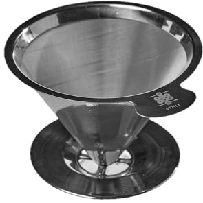 ATHIA Silberner wiederverwendbarer Kaffeefilter aus Edelstahl, mit feinem Netz, papierloses und umweltfreundliches Design, passend für die meisten Tassen, Karaffen und Kaffeemaschinen (Silber