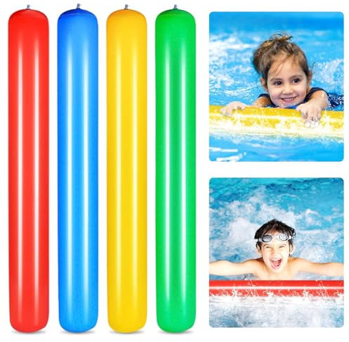 4 Stück Schwimmnudel Poolnudel, Super Langer Aufblasbar Nudelschwimmer für Kinder und Erwachsene, Schwimmstange Pool Wassernudel, Schwimmnudel Float Spielzeug, zum Baden oder Aquasport