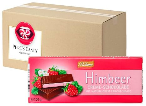 Pere's Candy Bundle für 10 x 100 g Böhme Himbeere Creme-Milchschokolade + Pere's Candy Notepad DIN A7-25 Blatt
