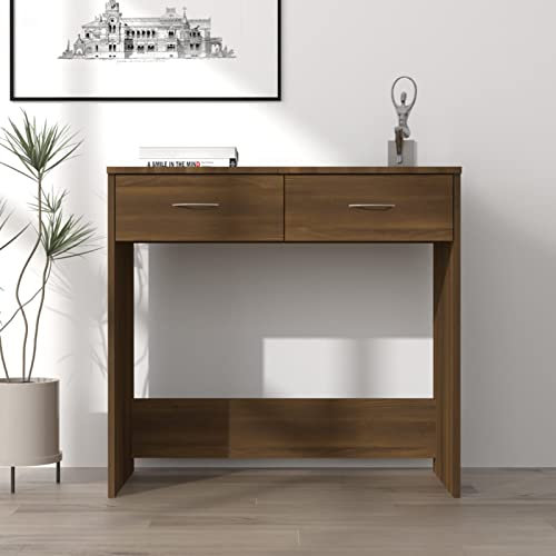 CIADAZ Schreibtisch Braun Eichen-Optik 80x40x75 cm Holzwerkstoff, Gaming Tisch, Computertisch, Computer Desk, Office Table, Bürotisch, Arbeitstisch, Nähtisch, Pc Tisch