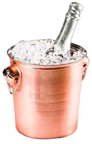 HIFRQVVC Ice Bucket,Champagne Bucket, with Tongs Carry Handle Thicken Portable Keeps Ice Cold and Dry 7 L Metal Drink Buckets for Parties Cocktail Bar Home Ice Container(Rose Gold)