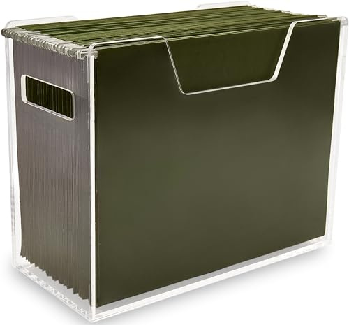 Meicloud Acryl-Aktenhalter – transparente Hängeregistratur-Organizer, moderner Lucite-Organizer mit Griffen, transparenter Schreibtisch-Aktenordner