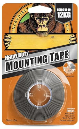 Citystores® GO Heavy Duty Double Sided Mounting Tape – Black 25mm x 1.5m Strong Adhesive, Multi-Purpose Indoor & Outdoor Mounting Solution