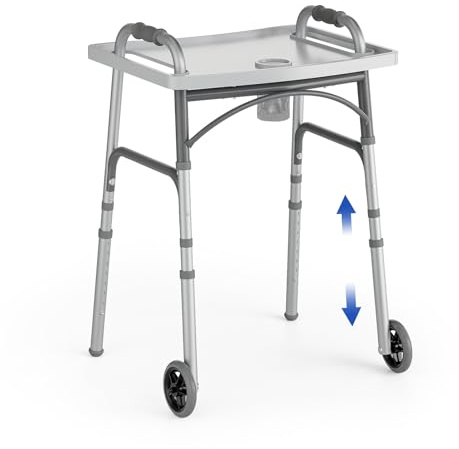 Loyoda Folding Walker with Tray for Seniors, Walker with 5 Front Wheels
