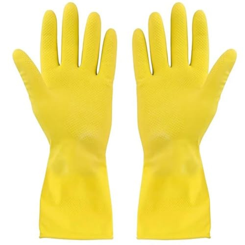 AOEGBY Rubber Gloves 2Pairs Reusable Household Gloves Rubber Dishwashing gloves Extra Thickness Long Sleeves Kitchen Cleaning Working Painting Kitchen Gloves(Small)