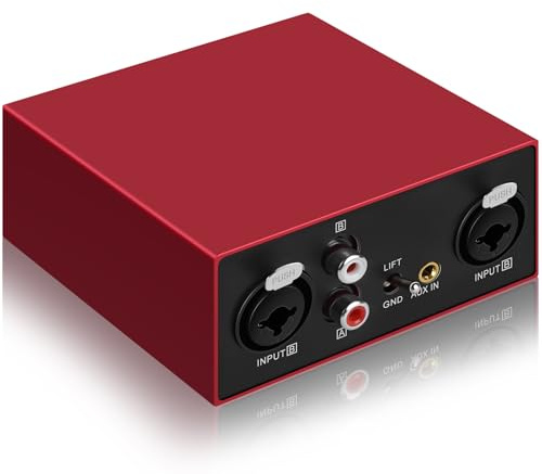 6.35&XLR 1/4″TRS RCA 3.5mm AUX Input Output Multi Channels Ground Loop Noise Isolator Gold Coating Audio Hum Eliminator Speaker Noise Filter Aluminum Shell HIFI Stereo Audio Player (Red)