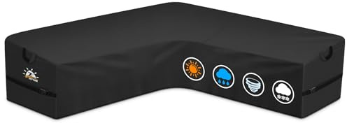 Zettum V-Shape Outdoor Furniture Covers Waterproof, 600D PU Heavy Duty Fabric Large Garden Sofa Covers with Waterproof Buckles for Rattan Furniture Covers V Shaped Sofa Cover (265x265x80cm)