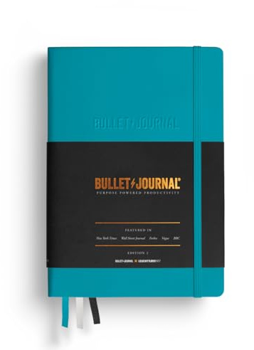 LEUCHTTURM1917 373022 Bullet Journal Edition 2, Carnet Medium (A5), couverture rigide, Papier 120g/m², 206 pages numérotées, pointillés, Turquoise25