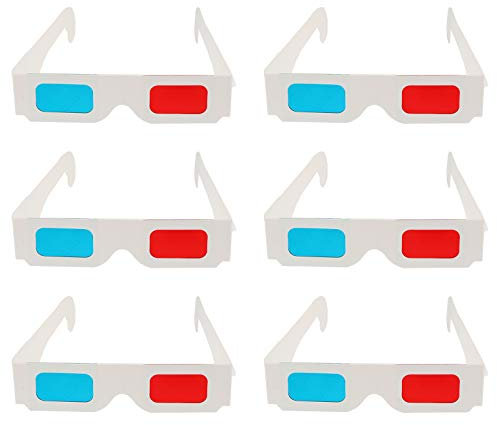 CALLARON 100 Piezas 3D para Películas Gafas De Cartón Rojo/Cian Gafas Anaglifo Plegables con Marco Blanco Gafas Desechables para Gamers Pantallas De Computadora Televisores Pantallas De