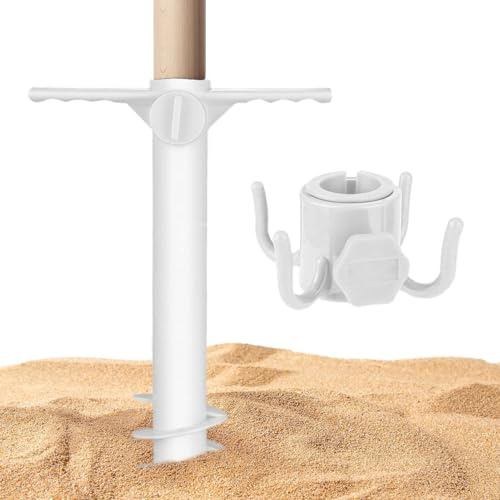 Piquet D'ancrage En Sable Pour Parasol De Plage - Tiges de Fixation pour Ombrelle Extérieure avec Crochet - Accessoires Résistant Au Vent Pour Porte Parasol En Usage Extérieur De Jardin Randonnée Pêch