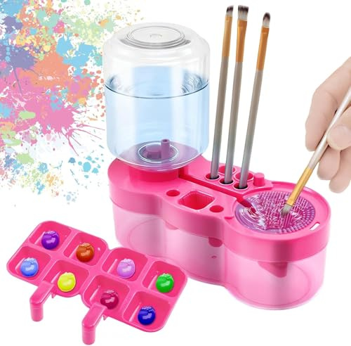 Paint Multifunctional Paintbrush Washing Machine 4-in-1 Water Cycle Brish Rinser Paint Brush Cleaner Art Supplies for Acrylic Watercolor and Water-Based Paints Cleaning Tool (Purple)