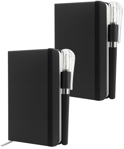 2Set Notizbuch Klein mit Stift, A7, Schwarz, Hardcover Mini Notizbuch Linierte Seiten, Notizblock mit 100g/m² Premium, Kleines Taschen Tagebuch mit Stiften für Büro, Arbeit, Schule, Reisen
