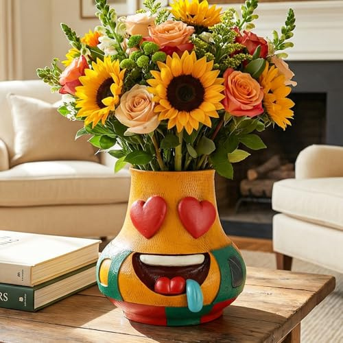 U WONDERFUL Cute Flower vase - Flower Vase Unique, Funny Cool Face Vase, Gifts for Couples, Home Decor Living Room, Art Deco Vase for Table Centerpiece Wedding Dining Office House