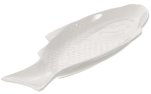 IDEANATEGRATE Piatto in Ceramica Forma di Pesce Bianco Creativo Multiuso per Cucina e Ristoranti Design Unico e Funzionalità di Conservazione Elegante e Pratico