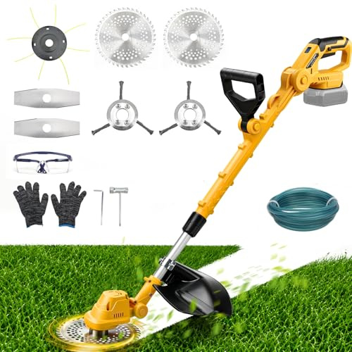 Akku grästrimmer friklippare gräskantsklippare för Dewalt 20 V 18 V (utan batterier), 4 i 1 ogräsborste skärblad, grästrimmertråd batteridrivna gräsklippare teleskopgrepp med gräsklippning