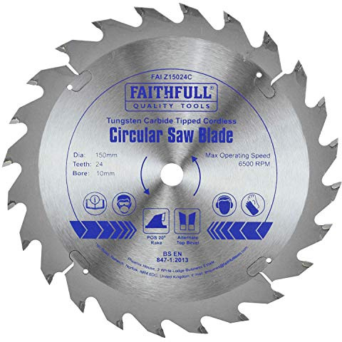 Faithfull FAIZ15024C TCT Cordless Trimsaw Blade 150mm x 10mm Bore x 24 Teeth